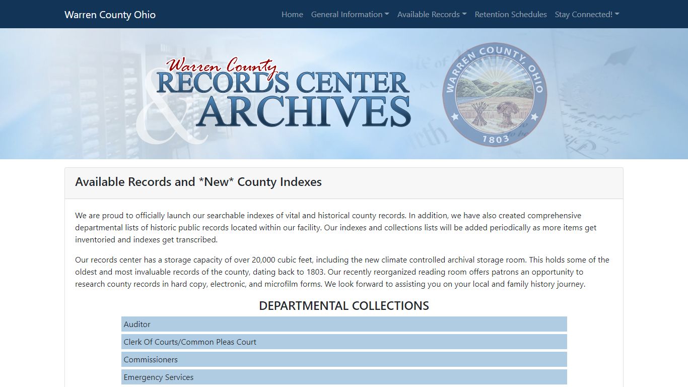 Records Center & Archives - Warren County, Ohio